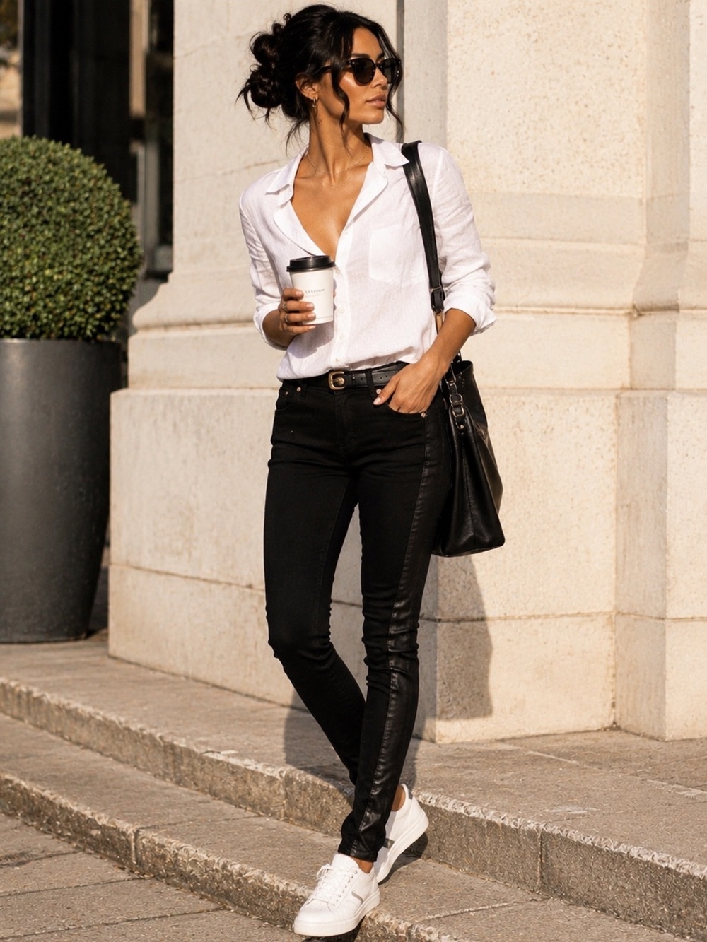Hudson Coated Skinny Jeans w/ Leather Side Stripe | Moto Luxe 28